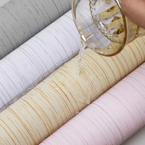 White Grasscloth Peel and Stick Wallpaper Texture Contact Paper A Set of 15.7" X 480" Self-Adhesive Linen Removable Wallpaper Cabinets Counter Top Liners - Image 5