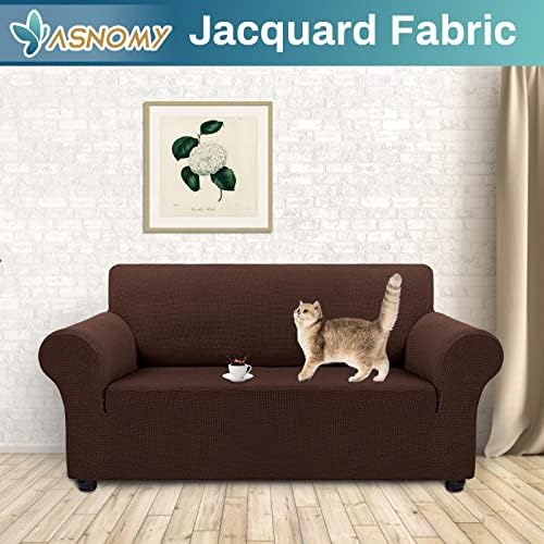 Asnomy Stretch Couch Covers Washable, loveseat Cover Slipcovers,Chocolate - Image 2