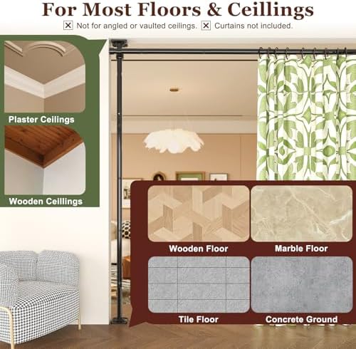 Goovilla Room Divider for Room Separation, 4-10ft(H) 28-114inch(W), Black - Image 6