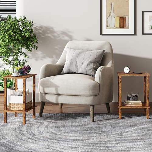 TUTOTAK End Table, Set of 2, Side Table, Nightstand, 2-Tier Storage Shelf - Image 7