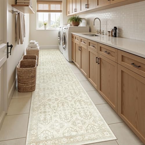 Soalmost Runner Rug 2x10 Washable Hallway Kitchen Runners Beige/Brown - Image 4