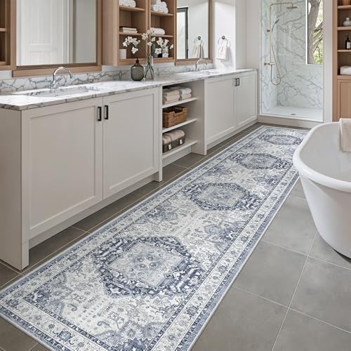 Madane Washable Runner Rugs 2x12 Long for Hallway Kitchen Soft, Navy/White - Image 4