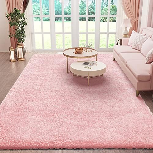 Ophanie Pink Area Rugs for Bedroom Girls, 5x8 Kids Fluffy Fuzzy Furry Shag Carpet, Plush Soft Cute Baby Shaggy Bedside Indoor Floor Rug for Teen Dorm Decor, Nursery with Over 99 pcs Pile fibers by Ophanie