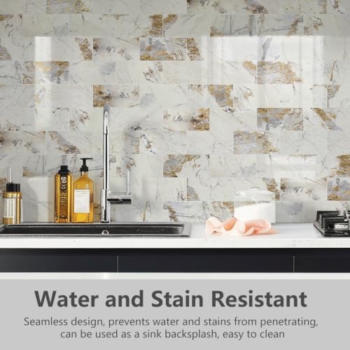 STICKGOO 10-Sheet Backsplash Peel and Stick Subway Tile(Thicker Design, Glossy Pandora Marble) - Image 3