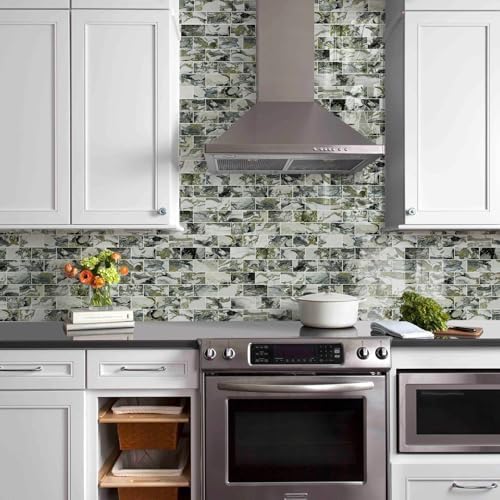 Vamos Tile 100-Piece Glossy Ice Green Peel and Stick Backsplash Tile,3''x6'' PVC Subway Tile with White Grout,Stick on Backsplash for Kitchen/Bathroom/Fireplace - Image 3