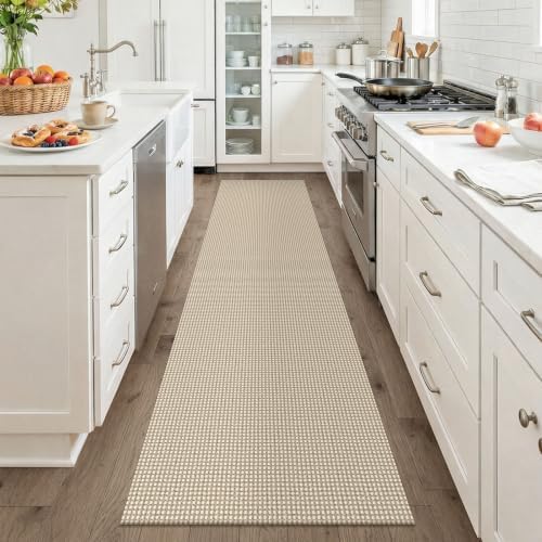 KOZYFLY Runners for Hallways 2x8 ft Washable Kitchen Runner Non Slip Rubber Backed Hall Runners Cotton Entryway Runner Rugs for Indoor Backdoor Bedroom Kitchen, Ivory Beige - Image 2