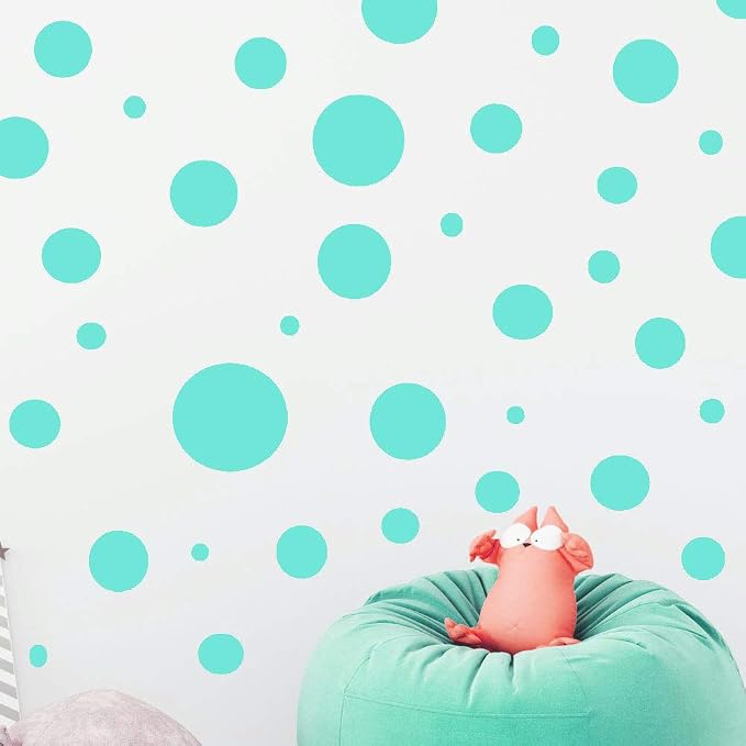 Polka Dot Wall Stickers, Wall Decor Stickers, Wall Dots, Vinyl Circle Room Dot Decals (Mint) by Create-A-Mural
