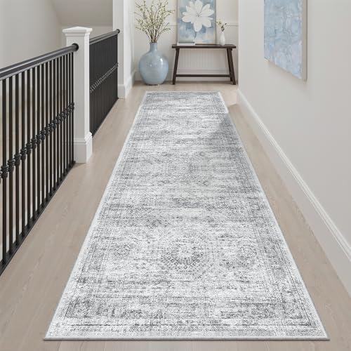 Soalmost Washable Runner Rug 2'6"x8' Kitchen Hallway Runners Grey - Image 4