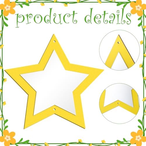 Xuhal 6 Pcs Acrylic Sensory Mirrors Set Colorful Geometric Mirror Square Triangle Circle Star Heart Pentagon Shapes Learning Tool Outdoor Sign for Sensory Rooms Garden Wall Decorations - Image 3