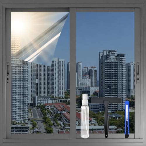 XIAWEI One Way Window Privacy Film with Tools, 27.6In×6.5Ft, Mercury Blue by xiawei