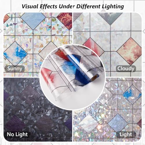 LEMON CLOUD Stained Glass Window Privacy Film Decorative, 29.5″ x 78.7″ - Image 6