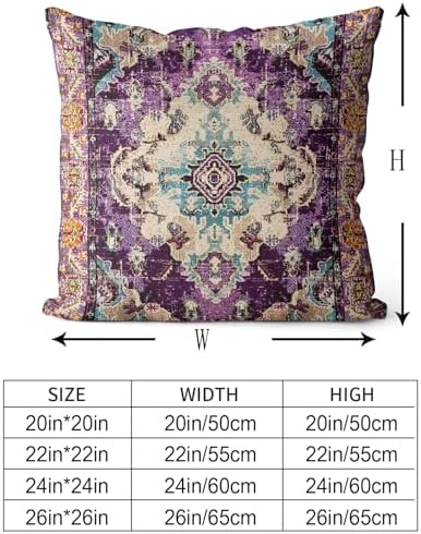 Snycler Boho Throw Pillow Covers 22x22 inch Set of 2 Boho Rug Carpet Double Sided Pattern Cotton Soft Pillow Case Cushion Cover Pillowcase for Couch Sofa Bed Decorative (Purple) - Image 3