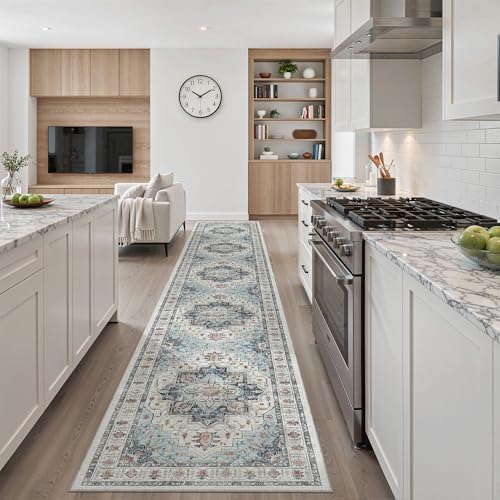 Madane Hallway Runner Rug 2'6''x16' Kitchen Runners Vintage, Blue by Madane