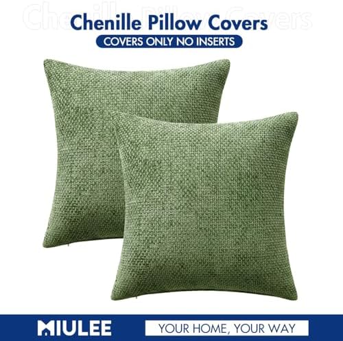 MIULEE Decorative Couch Throw Pillow Covers 18x18 Inch Sage Green 2 Pack - Image 7