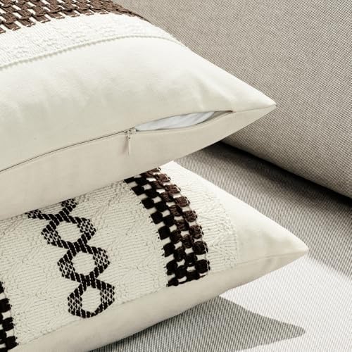 MIULEE Set of 2 Dark Brown Boho Decorative Pillow Covers 18x18 Inch - Image 5