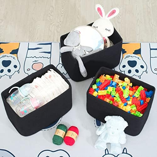 MINTWOOD Design 3-Pack Storage Baskets for Shelves, Playroom and Classroom, Book Basket, Decorative Storage Cube Bins, Woven Closet Organizers, Pantry and Shoe Organizer, Full Black - Image 5