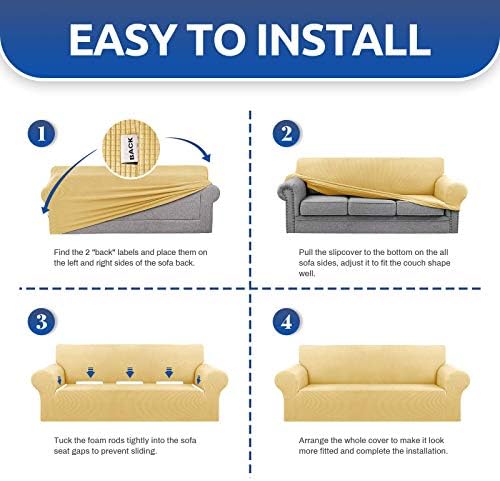 KEKUOU Stretch Chair Sofa Slipcover, Single Couch Cover,Champagne - Image 4