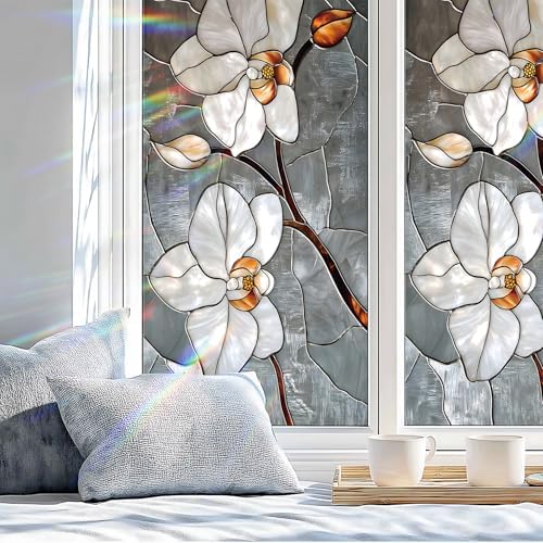 Stained Glass Window Privacy Film Static Cling - Rainbow Glass Decorative Sun Blocking Window Covering, Non-Adhesive Removable Stickers for Home & Office, 17.5" x 39.3" - Image 4
