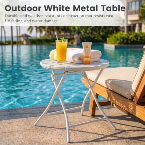 TeoKJ Folding Outdoor Side Tables, HDPS Small Patio Table - Image 3