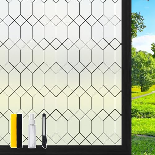 DKTIE Moroccan Lattice Window Privacy Film Stained Glass 35.4in X 118.1in by Dktie
