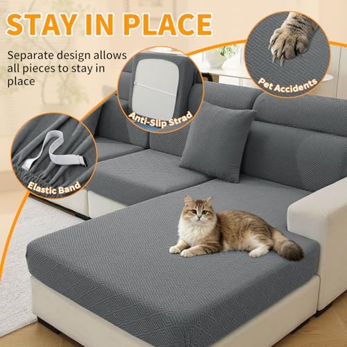 XINEAGE Stretch Chaise Cover for L Shaped Sofa Individual Sofa Slipcovers - Image 5