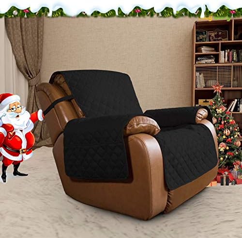 Easy-Going Reversible Couch Cover, Oversized Recliner, Black/Beige - Image 2