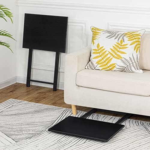 HOOBRO Folding TV Tray Tables, Set of 2 Side Tables for Small Space, Industrial Snack Desk for Eating at Couch, Stable Metal Frame, Easy Assembly, Space Saving, Black BK25BZ01 - Image 6