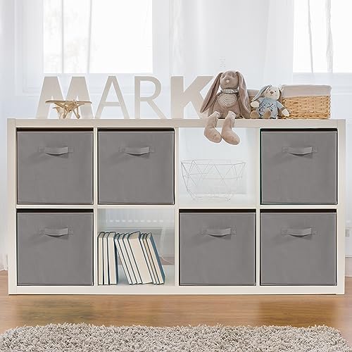 11 Inch Fabric Storage Cubes, Sturdy Foldable Storage Bins, Heavy Duty Cube Organizer for Clothes, Blankets, Shelves, Closets, Bedroom, Living Room, Gray, 7 Pack - Image 6