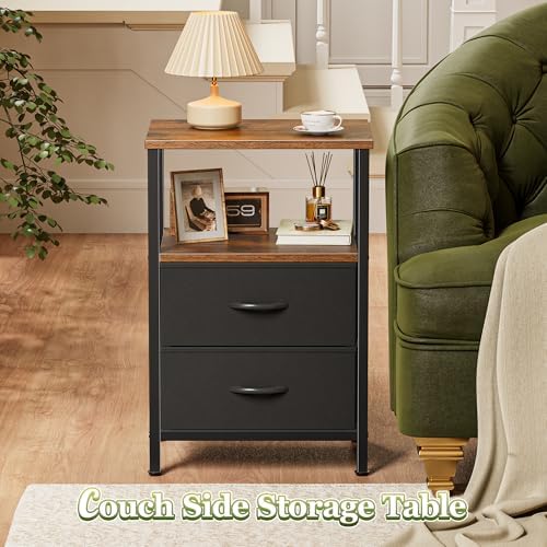 Huuger Night Stand Set of 2, Nightstand with 2 Drawers, Bedside Table - Image 6