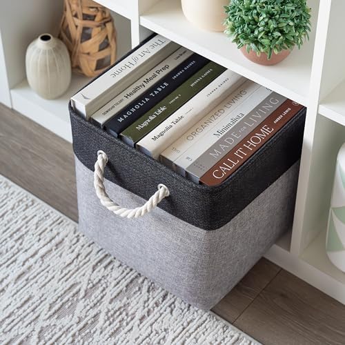 OrganiHaus 12x12 Cube Storage Bins, 4-Pack Fabric Cubes, Rope Handles - Image 4