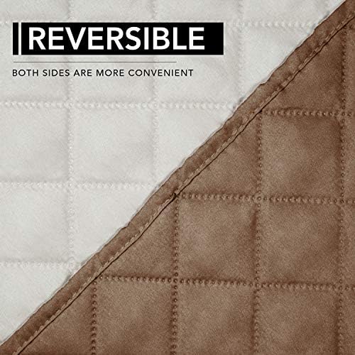 Easy-Going Reversible Couch Cover, Oversized Recliner, Camel/Ivory - Image 5