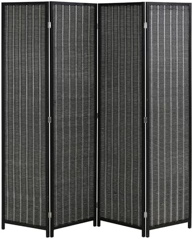 FDW 4-Panel Folding Room Divider | 6ft, Coal Black | Light & Portable by FDW