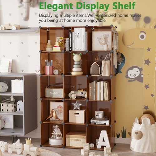 C&AHOME 16 Cube Storage Organizer Cube Shelves Units Storage Cubes, Brown - Image 4