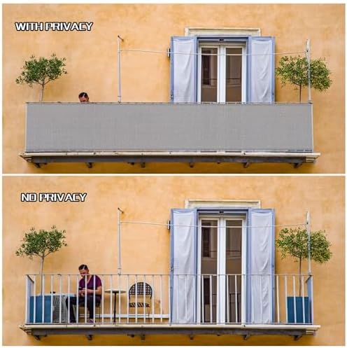 SUNLAX 3'x16' Grey Balcony Privacy Screen Fence Windscreen 90% UV Block - Image 5