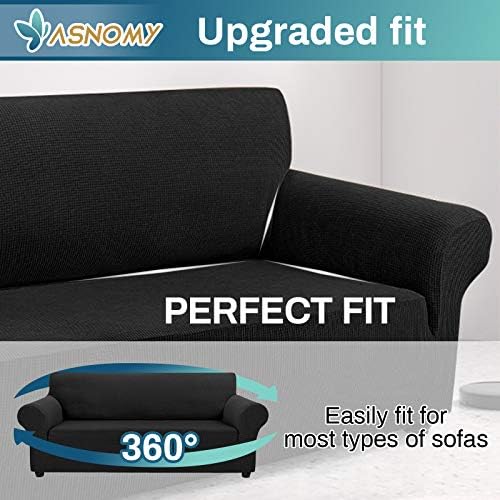 Asnomy Stretch Oversized Couch Covers for Sofa Slipcover,Black - Image 4