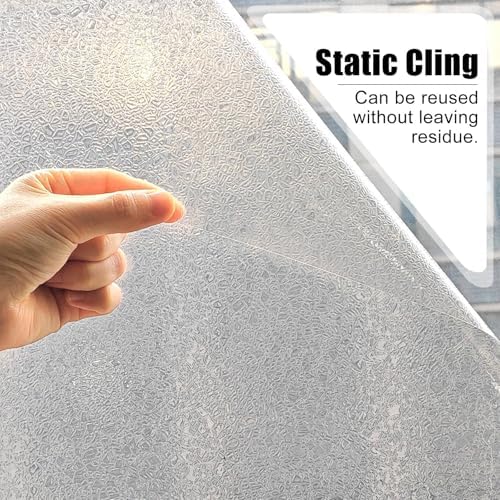 Window Privacy Film, Ripple Decorative Static Cling Glass Sticker No Glue Removable Window Tint with Installation Tools, Anti-UV Front Door Glass Covering for Home, 17.7" x 157.4" - Image 2