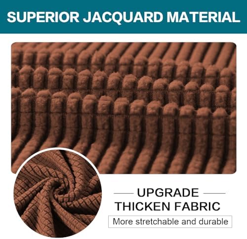 Turquoize 4 Piece Sofa Covers for 3 Cushion Couch Slipcover Soft Cover Dogs-Washable Furniture with Individual Covers,Feature Jacquard Fabric(3 Cushion Sofa, Caramel) - Image 3