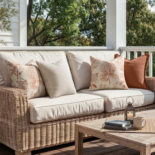 Set of 2 Decorative Floral Pillow Covers 20x20 Inch Autumn Orange - Image 5