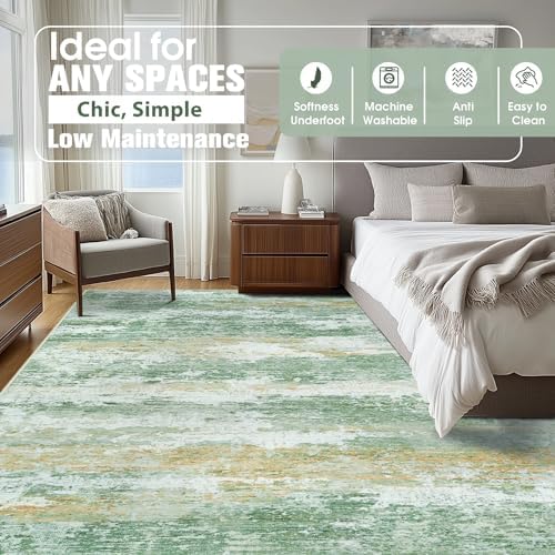 Aelenmu 10x14 Area Rugs for Living Room Washable Dining Room Green - Image 2