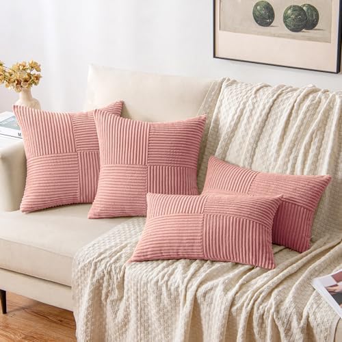 MIULEE Blush Pink Decorative Throw Pillow Covers for Couch 18x18 Inch - Image 4