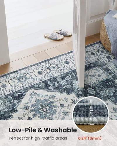AMADA HOMEFURNISHING 8x10 Area Rug, Washable Low-Profile Large Area Rug with Non-Slip Backing & Durable Edge Binding, Vintage Large Rugs for Living Room, Bedroom - Image 5