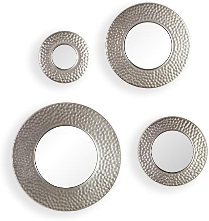 SEI Furniture - Callari Silver Sphere Wall Mirror - 4 Piece Set- Hammered Silver - Transitional Design, Iron - Fully Assembled - Ideal for Bathroom, Entryway (WS6825) by SEIFurniture