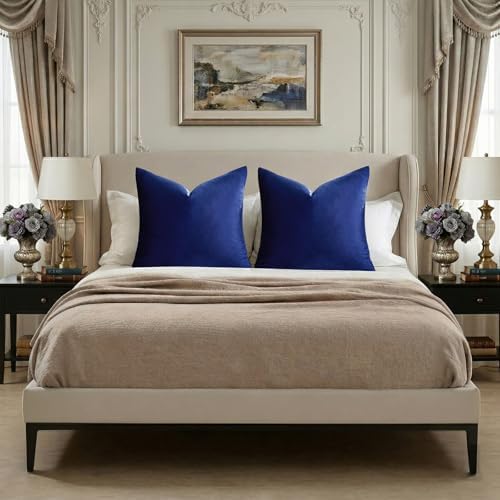 GIGIZAZA Royal Blue Velvet Throw Pillow Covers 24x24 Pack of 2 - Image 7