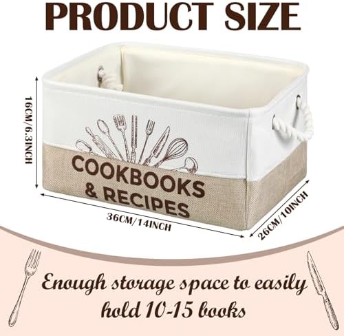 Marsui 1 Pcs Cookbook & Recipe Book Basket Cook Lover Gifts , White Brown - Image 2