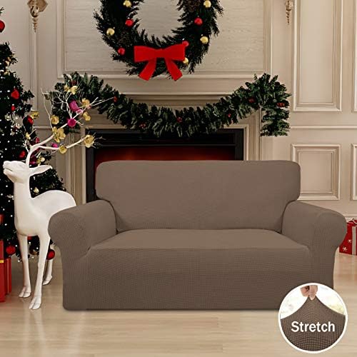 Easy-Going Stretch Loveseat Couch Covers Washable Brown - Image 2