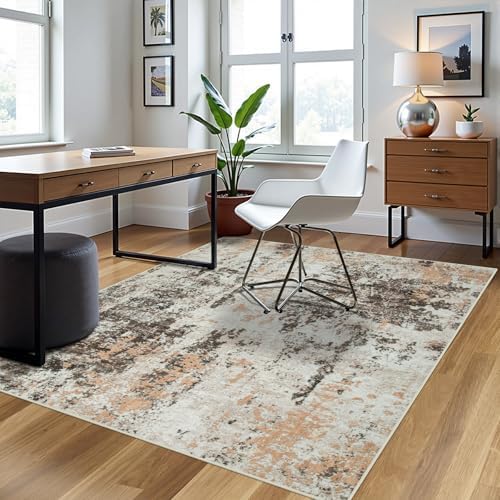4x6 Area Rugs for Living Room Washable Bedroom Dining Room Brown Beige - Image 3