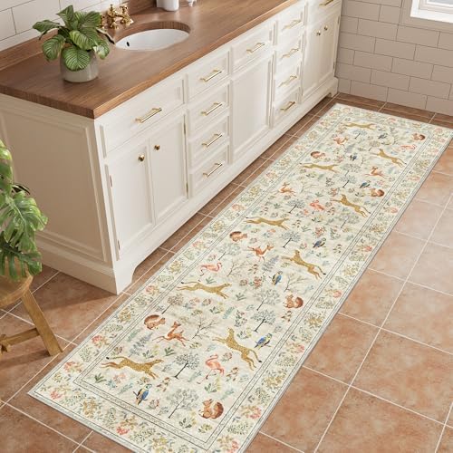 DUKINO 2.6x8 Rug for Hallway, Washable Kitchen Runner Rug Non Slip, Beige - Image 3