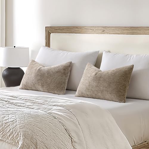 MIULEE Decorative Lumbar Throw Pillow Covers 12x20 in Neutral Khaki 2 Pack - Image 3