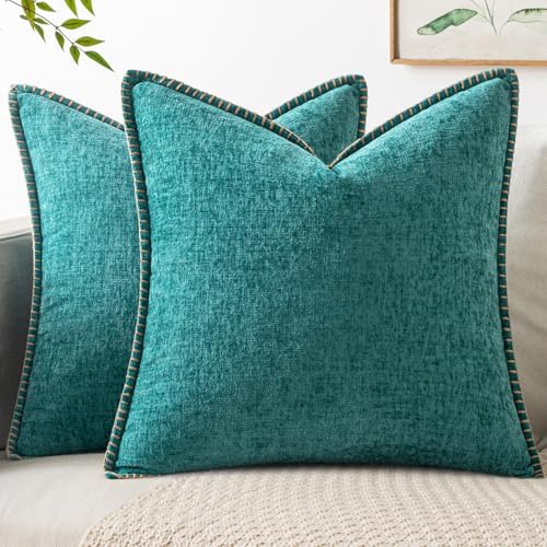 MIULEE Decorative Couch Throw Pillow Covers 18x18 Inch Teal 2 Pack by MIULEE