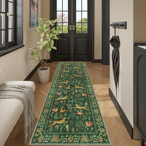 DUKINO 2x10 Kitchen Runner Rug, Soft Non Slip Animal Washable Rug, Green - Image 6